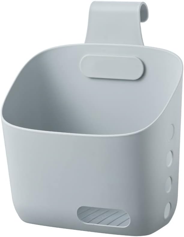 LeleCAT Plastic Hanging Basket Kitchen Storage organizer, Basket with Detachable hook, Hang it behind a door or on a railing, Over the Cabinet Door (Grey, Large-2 Pack)
