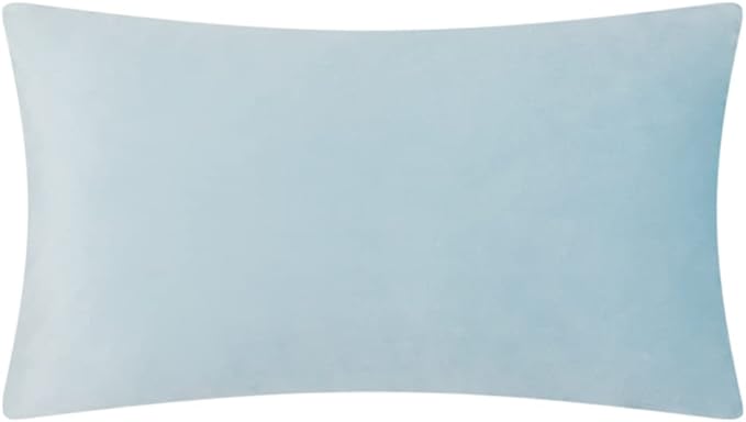 KINGROSE Handmade 3D Floral Accent Throw Pillow Case Soft Pillow Cover Gorgeous Cushion Cover for Sofa Couch Bed Home Decor 12 x 20 Inches Velvet Light Blue