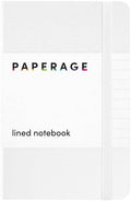 PAPERAGE Lined Pocket Journal Notebook, 1 Pack, (White), 160 Pages, Small, 3.6 inches x 5.6 inches - 100 GSM Thick Paper, Hardcover