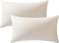 DEZENE Lumbar Pillow Covers 12x20 Cream: Pack of 2 Cozy Soft Velvet Rectangular Modern Luxury Decorative Throw Pillow Cases for Sofa Couch Living Room Bed Home Decor