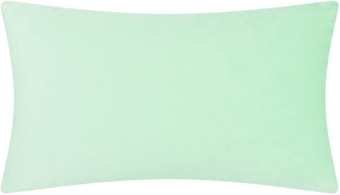 KINGROSE 3D Flower Accent Throw Pillow Cover Soft Pillow Case Sham Decorative Cushion Cover for Home Decor Sofa Couch Bedroom 12 x 20 Inches Solid Suede Mint Green