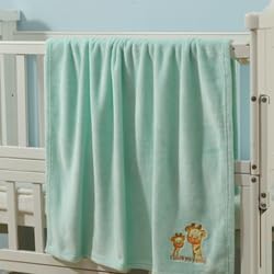 CREVENT 2Pcs 30''X40'' Cute Cozy Fluffy Warm Baby Blankets for Infants Toddlers' Bedding Crib Cot Stroller - Grey Cloud + Green Giraffe