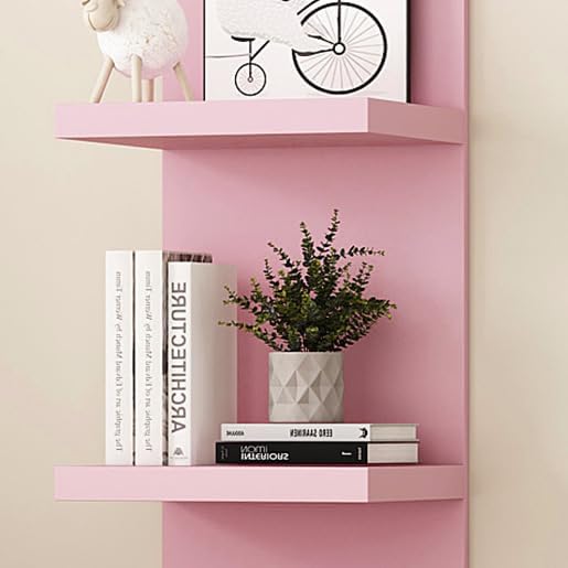 Versatile 7 Tier Wall Shelf Unit,Pink Lack Wall Shelf,Display Floating Shelf with LED Remote Control Light