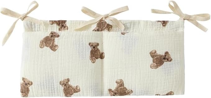 Bedside Hanging Bags Milk Bottle Bib-Storage Crib Organizer Baby Nappy-Dormitory Bed-Bunk Organizing Bag Nappy- Organizer, Little Bear Nursery Hanging Organizers