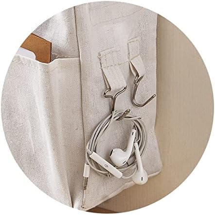Bedside Caddy,Hanging Basket Bedside Organizer Storage for College Bunk Dorm Rooms Hospital Beds Rails,White Canvas Sturdy Iron Frame with Side Mesh Pocket for Glasses Books Phones Keys Cable