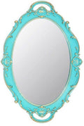 Eaoundm 14.5 x 10 inchs Oval Antique Decorative Wall Mirror Vintage Hanging Mirror (Blue)
