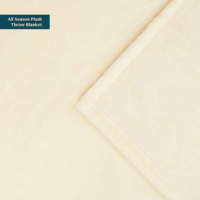 PAVILIA Beige Cream Fleece Bed Blanket King Size, Super Soft Fuzzy Flannel Throw for Couch Sofa, Luxury Plush Microfiber Large Throw Blanket King Bed, Home Cozy Velvet Gift Blanket, 90x108