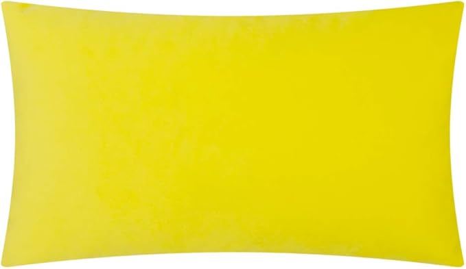 KINGROSE 3D Floral Decorative Couch Throw Pillow Cover Handmade Solid Cushion Cover Soft Pillow Case Sham 12 x 20 Inches Velvet York Yellow