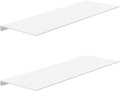 MKO 16" Floating Shelves for Wall, Metal Wall Mounted Shelf for Bathroom, Bedroom, Living Room, Kitchen, Hanging Shelves for Books/Storage/Room Decor 2 Packs, White