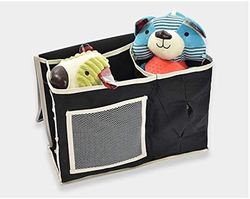 Oxford Bed Pockets Portable Remote Control Bedside Storage Caddy Hanging Organizer Bag with 6 Pockets Bed Sofa Organizer for Magazine Tissue Phone Black