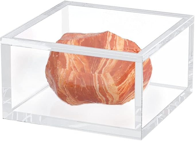 AITEE Acrylic Box with Lid, Clear Cube Display Case, Multi-Purpose Box Square Container for Holding Staples, Highlighters, Adhesive Tape, Paper Clips, Stamps, Display in Office or Home (Medium)