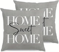 2pcs Modern Home Sweet Home Throw Pillow Cover, Decorative Gray Cushion Case with Typography Design, Square，18x18 Pillows Linen Pillowcase