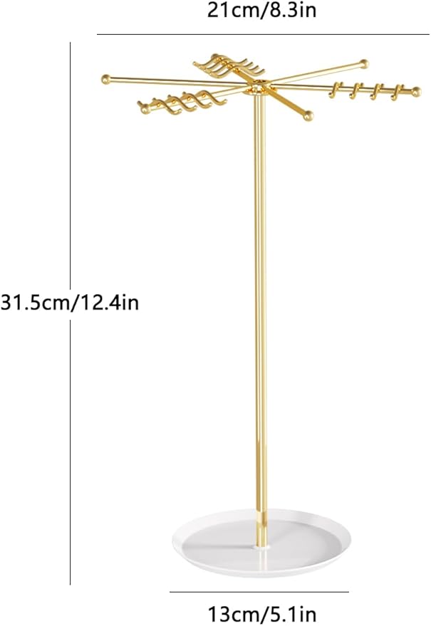 Rotating Necklace Holder,Tabletop Long Necklace Organizer Stand For Woman And Men,Jewelry Tree Bracelet And Earring Display Hanging Rack For Vendors,Small Jewelry Storage Stand