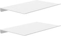 MKO 8" Small Floating Shelves for Wall, Metal Wall Mounted Shelf for Bathroom, Bedroom, Living Room, Kitchen, Little Hanging Shelves for Books/Storage/Room Decor 2 Packs, White