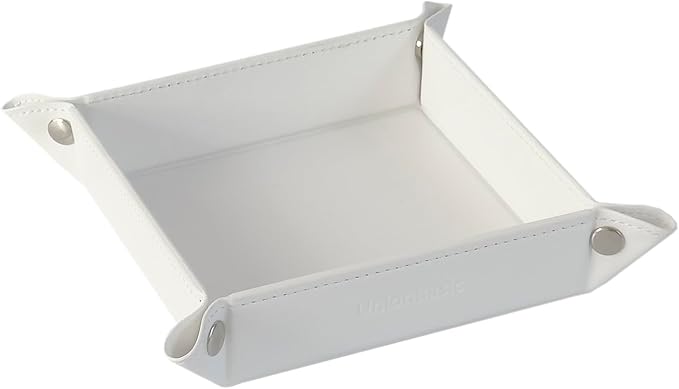 UnionBasic Small Valet Tray, Jewelry Tray for Rings Watches Earrings, Entryway Catchall Caddy for Coins Keys Change, Nightstand Bedside Valet Holder, Trays for Electronic Gadgets, White