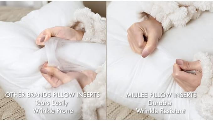 MIULEE 18x18 Pillow Inserts Set of 2, Square Decorative Throw Pillows Premium Fluffy Pillow Stuffer for Living Room Sofa Couch Bed