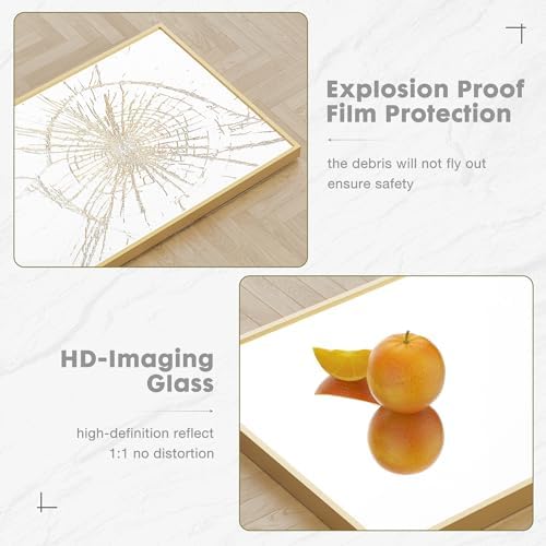 DUMOS Gold Full Length Mirror 59"x16" Full Body Floor Mirror for Bedroom or Cloakroom, Can Stand Alone, Hang or Lean Against Wall, Tall Wall Mirror with Stand and Sleek Aluminum Alloy Thin Frame