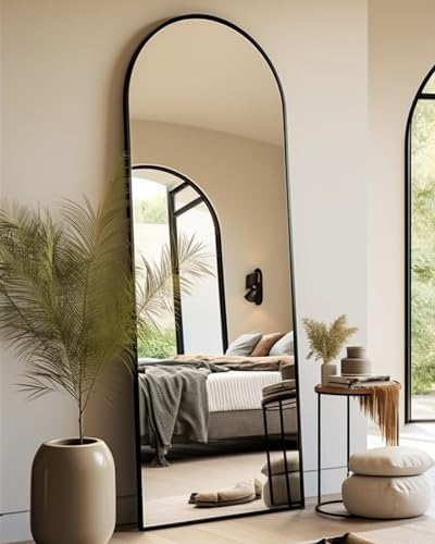 Arched Full Length Mirror - 18"58" Standing Mirror with Stand or Wall Mounted for Bedroom and Living Room - Black
