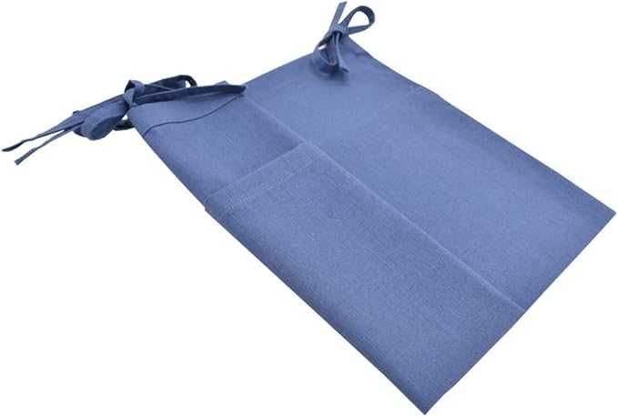 Linen Baby Bedside Hanging Storage Bag,2 Pockets Organizer for Baby Cribs and Toys (Blue)