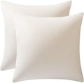 DEZENE Throw Pillow Covers 16x16 Cream: Pack of 2 Cozy Soft Velvet Square Modern Luxury Decorative Throw Pillow Cases for Sofa Couch Living Room Bed Home Decor
