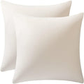 DEZENE Euro Sham Covers 26x26 Cream: Pack of 2 Cozy Soft Velvet Square Modern Luxury Decorative Throw Pillow Cases for Sofa Couch Living Room Bed Home Decor