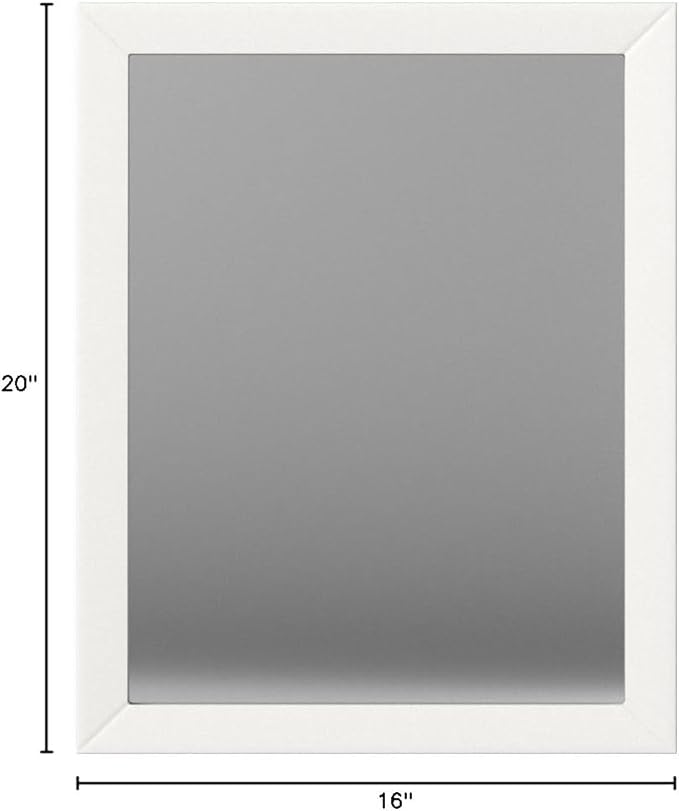 Amazon Basics Rectangular Wall Mount Mirror for Bedroom, Living Room, Entryway, Standard Trim, 16" x 20", White