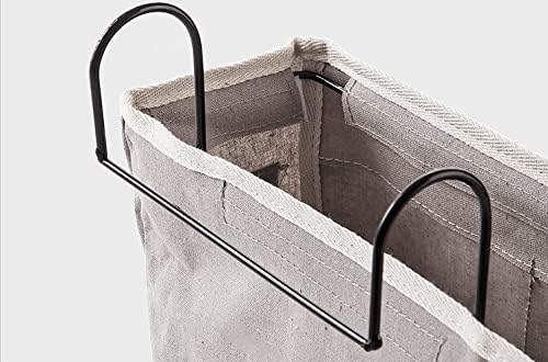Bedside Caddy,Hanging Basket Bedside Organizer Storage for College Bunk Dorm Rooms Hospital Beds Rails,Grey Canvas Sturdy Iron Frame with Side Mesh Pocket for Glasses Books Phones Keys Cable