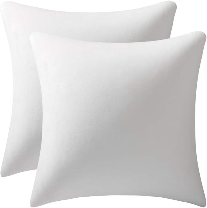 DEZENE Throw Pillow Covers 20x20 Ivory White: Pack of 2 Cozy Soft Velvet Square Modern Luxury Decorative Throw Pillow Cases for Sofa Couch Living Room Bed Home Decor