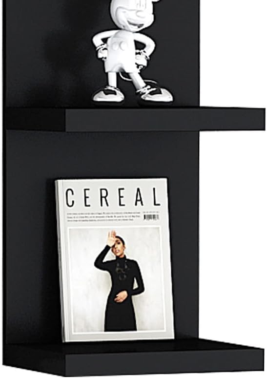 Versatile 7 Tier Wall Shelf Unit,Black Lack Wall Shelf,Display Floating Shelf with LED Remote Control Light