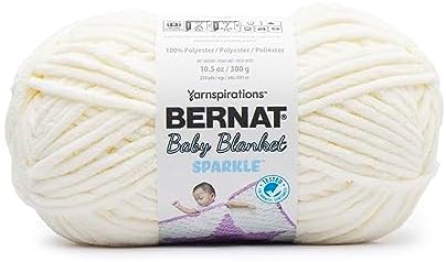 Bernat Baby Blanket Sparkle Moonlight Yarn - 1 Pack of 10.5oz/300g - Polyester - #6 Super Bulky - 220 Yards - Knitting & Crochet