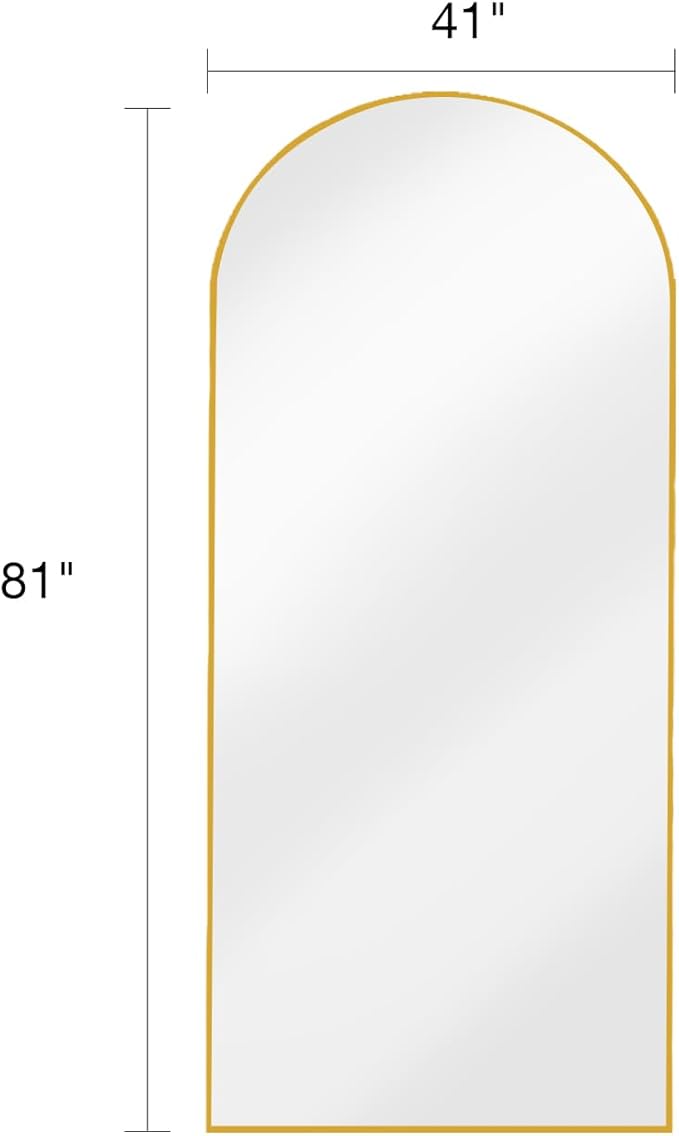 Full Length Floor Mirror, 82x42 Inch Oversized Arched Standing Mirror in Gold for Bedroom, Living Room, Dressing Room - Elegant Freestanding Leaning Mirror Decor
