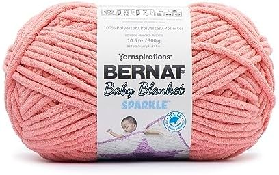 Bernat Baby Blanket Sparkle Rose Glow Yarn - 1 Pack of 10.5oz/300g - Polyester - #6 Super Bulky - 220 Yards - Knitting & Crochet