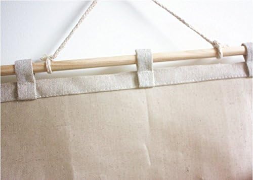 Co-link Linen/Cotton Fabric 5 Pockets Wall Door Closet Hanging Storage Bag Organizer,13.8" Wx 17.7" H (5 Pockets-Beige White)