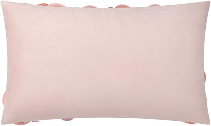 KINGROSE Handmade 3D Flower Soft Home Decorative Throw Pillow Case Rectangle Cushion Cover for Bed Living Room Sofa 12 x 20 Inches Solid Suede Pink