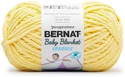 Bernat Baby Blanket Sparkle Sunshine Yarn - 1 Pack of 10.5oz/300g - Polyester - #6 Super Bulky - 220 Yards - Knitting & Crochet