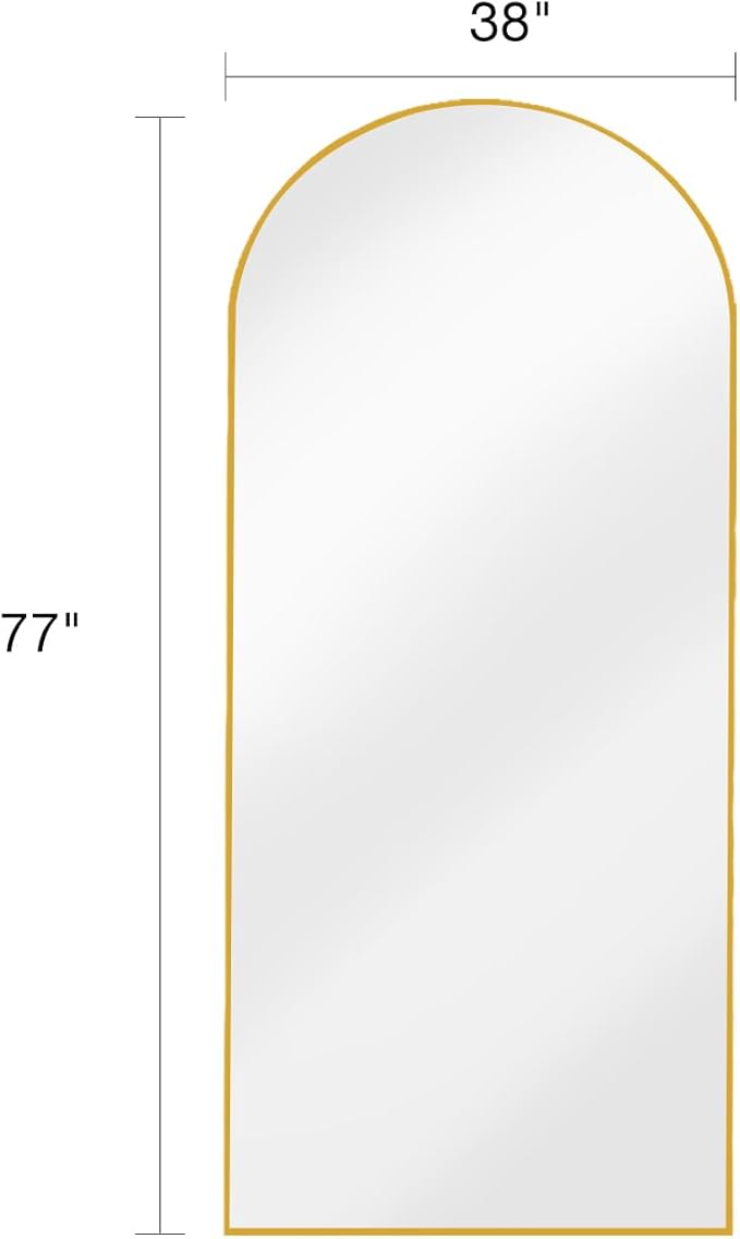 77x38 Inch Extra Large Arched Floor Mirror - Giant Gold Freestanding Mirror for Bedroom, Living Room, Dressing Room - Oversized Elegant Leaner Full Length Mirror for Home Decor