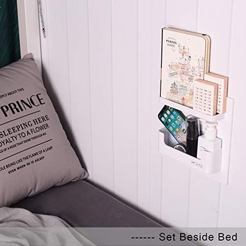 Bedside Shelf Bedroom Dorm Room Rack Organizer Storage -Use as Kid Student Wall Shelf to Organize Headphone,Remotes,Glass,Cellphones(Horizontal Type/White)