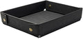 Black PU Leather Jewelry Valet Tray Foldable Leather Necklace Storage Case Portable Catchall Travel Dish Plate Pendant Organizer Holder Container for Men Women Desk Bedside Drawers