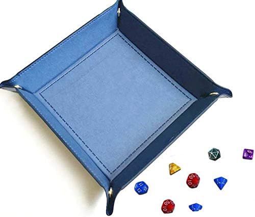 Square PU Jewelry Leather Tray Bedside Storage Box for Key Phone Coin Wallet Watches Change(1Pcs), Blue