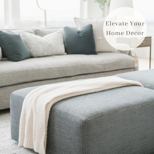 Saranoni Bamboni Luxury Throw Blanket | Oversized Super Soft Plush Home Decorative Comfy Blankets for Couch or Bed | Ivory - X-Large 60” x 80”