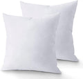 QUBA LINEN Throw Pillow Inserts (Set of 2, White), 16x16 Inches - Premium Cushion Fillers for Sofa, Bed, and Home Décor (16x16 Inch (Pack of 2))