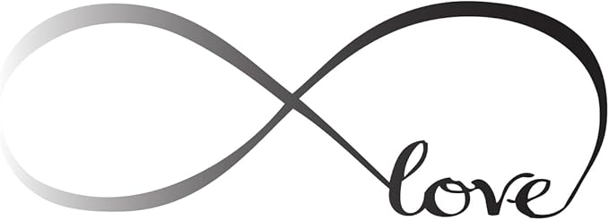 Silver (Chrome Mirror) 7'' X 22'' Wall Stickers Bedroom Decor Infinity Symbol Word Love Vinyl Art Decal