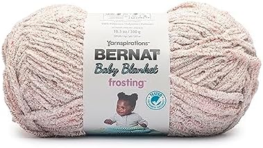 Bernat Baby Blanket Frosting Cozy Rosie Yarn - 1 Pack of 10.5oz/300g - Polyester - #6 Super Bulky - 220 Yards - Knitting, Crocheting, Crafts & Amigurumi, Chunky Chenille Yarn