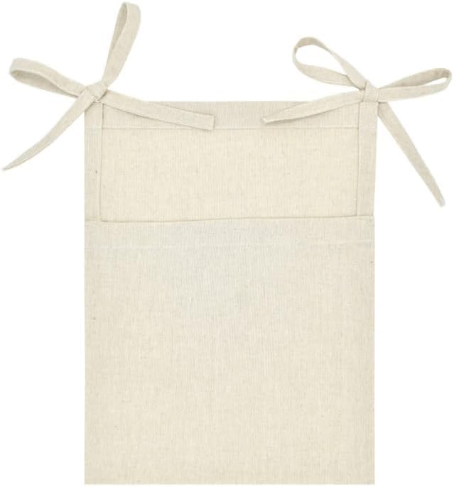 DOITOOL Multi-Functional Hanging Organizer Bag for Nursery 2-Pouch Linen Storage for Crib Bedside Toy and Sundries Holder 13.77X10.31X0.39In
