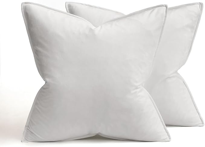 MIULEE Pure White Velvet Throw Pillow Covers 26x26 Soft Decorative Solid Square Euro Sham Cushion Cases Pack of 2 Modern Luxury Home Decor for Couch, Sofa, Bedroom