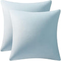 DEZENE Throw Pillow Covers 20x20 Light-Blue: Pack of 2 Cozy Soft Velvet Square Modern Luxury Decorative Throw Pillow Cases for Sofa Couch Living Room Bed Home Decor