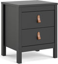 Pemberly Row Contemporary 2 Drawer Nightstand, Black Matte Finish, 17.17" W x 15.12" D x 21.3" H, Engineered Wood, Modern Traditional Style, Bedroom Bedside Storage, Scandinavian Design
