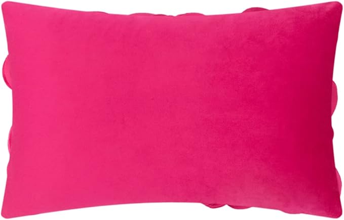 KINGROSE 3D Flower Cushion Cover Home Decorative Throw Pillow Cover Rectangular Pillowcase Sham for Couch Bed Living Room Sofa 12 x 20 Inches Velvet Rose Red