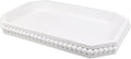 Hrastany White Wood Serving Tray with Beads, Farmhouse Decorative Tray for Table Centerpiece, Christmas Wedding Halloween Home Decor