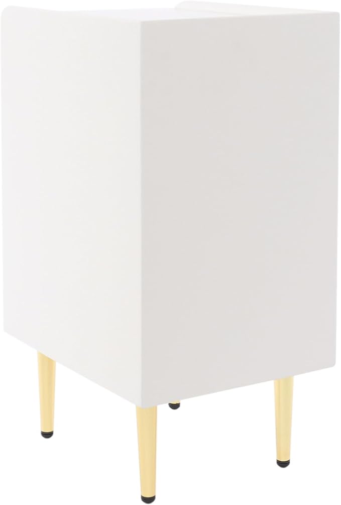 Narrow Nightstand with 3 Drawers, Narrow Side Table End Table Leather Bedside Cabinet Slim Storage Bedside Table for Small Space Bedroom Living Room Dormitories (White)